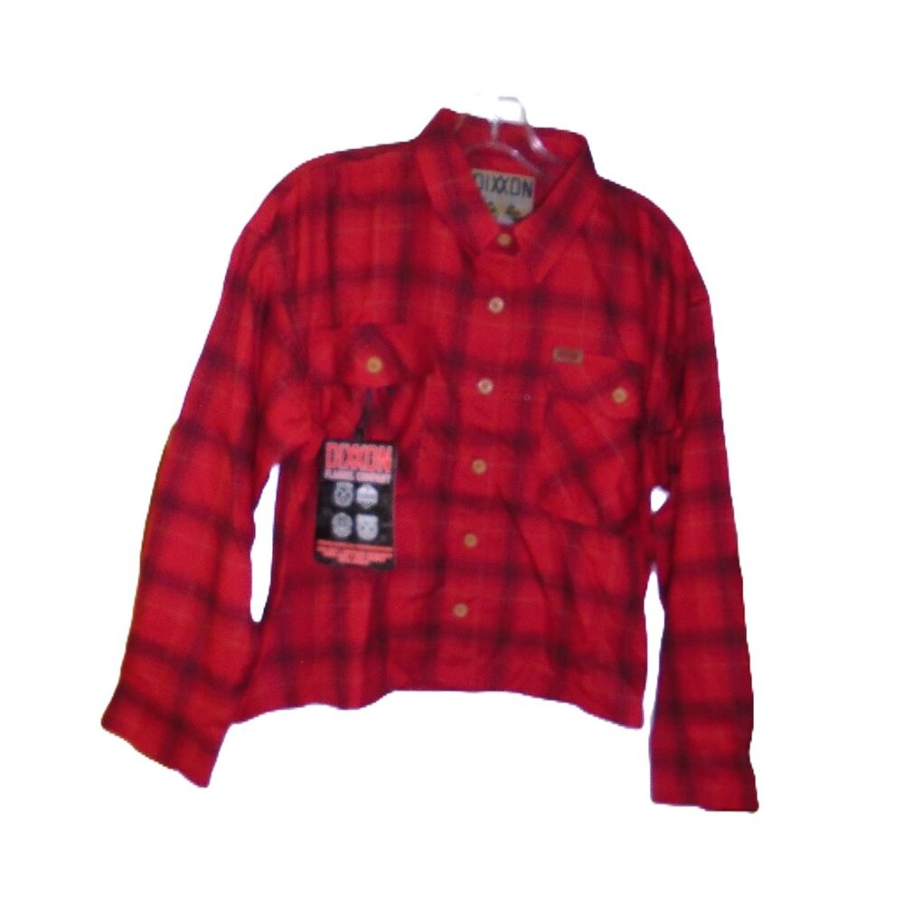 NEW DIXXON THE LOVELESS RED CROPPED FLANNEL LONG SLEEVE CROP SHIRT TOP WOMENS XL